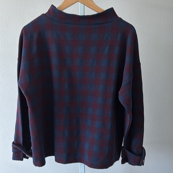 Ann Taylor Top Sz Large Plaid Mock Neck NWT Corpcore Office Chic Business Casual - Picture 3 of 12